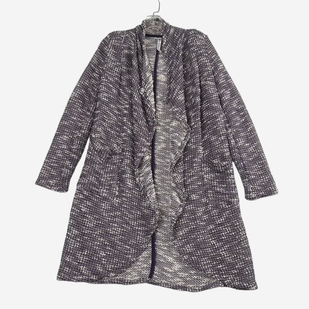 Fabletics Moscow Wrap Open Front Duster Long Cardigan Sweater Purple Womens XS